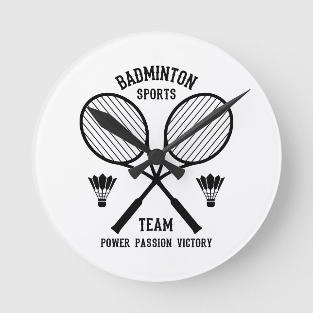 Badminton Sports Team Round Clock (Front)