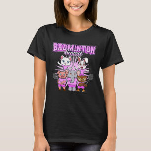 Badminton Squad Cute Animals Shuttlecock T-Shirt
