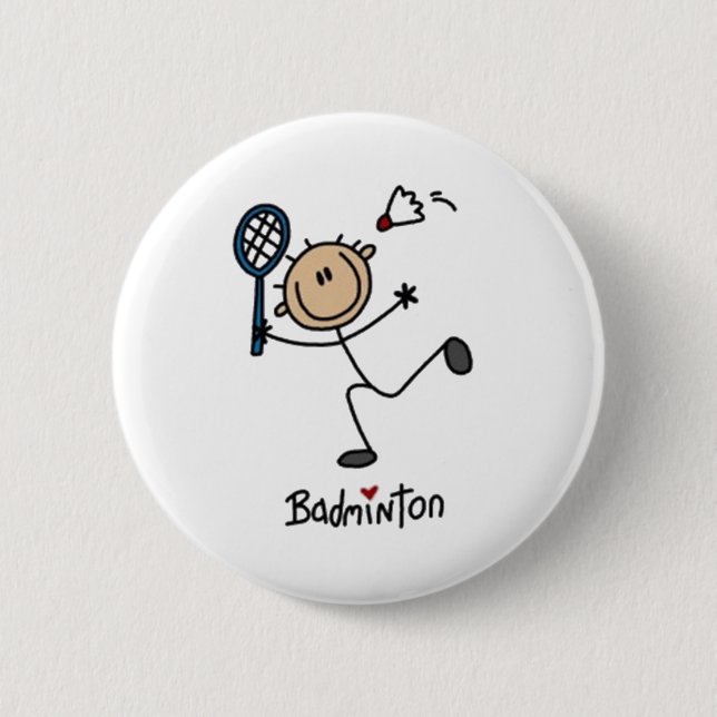 Badminton Stick Figure 2 Inch Round Button (Front)
