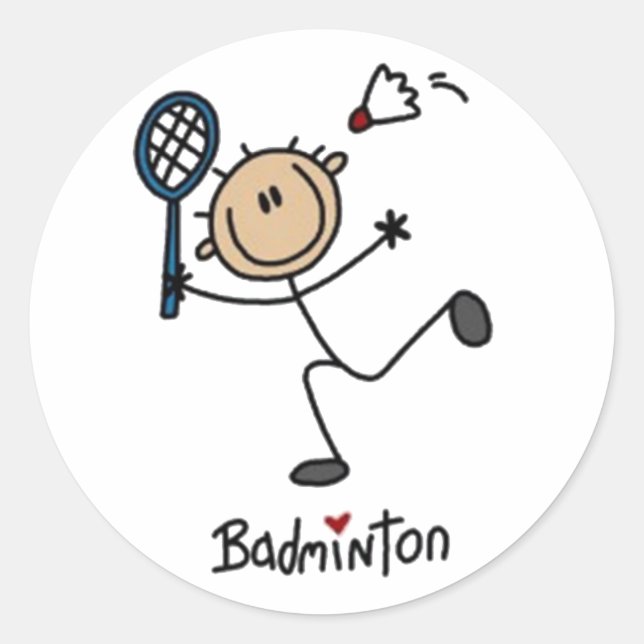Badminton Stick Figure Classic Round Sticker (Front)