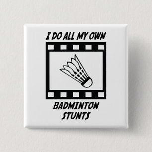 Badminton Stunts 2 Inch Square Button