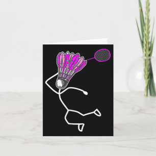 Badminton Stylish Cool Stick Figure Girl Card