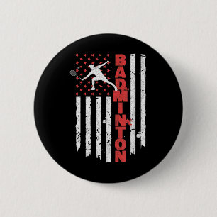 Badminton Team American Flag Usa Badminton For Wom 2 Inch Round Button