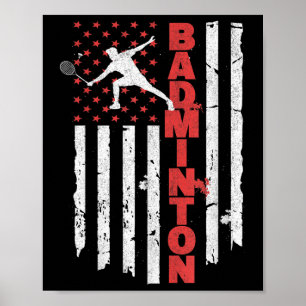 Badminton Team American Flag Usa Badminton For Wom Poster