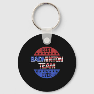 Badminton Team Player Independence Day Patriotic U Keychain