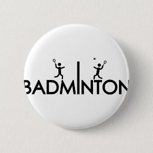 badminton text icon 2 inch round button