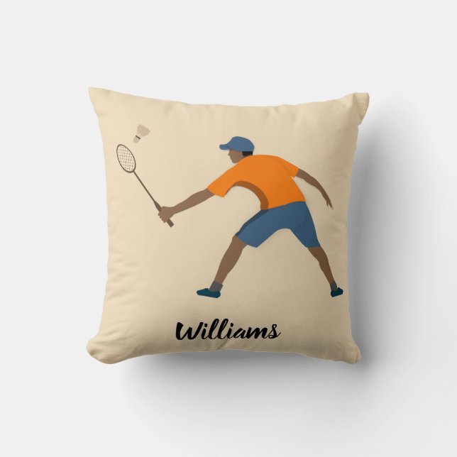 Badminton Throw Pillow (Front)