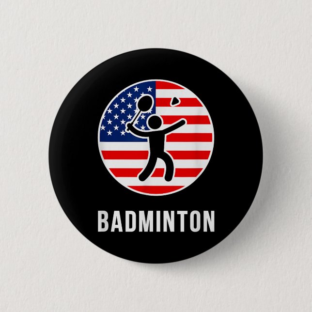 Badminton Usa  2 Inch Round Button (Front)