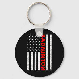 Badminton Usa Flag Graphic Badminton Player Shuttl Keychain