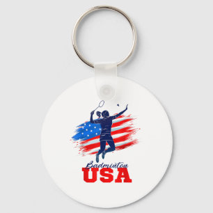 Badminton Usa Support Team American Flag Sports Lo Keychain
