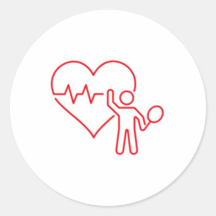 Badminton Valentines Day Heartbeat My Valentine  Classic Round Sticker
