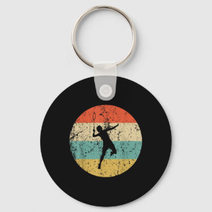 Badminton Vintage Retro Badminton Player Keychain