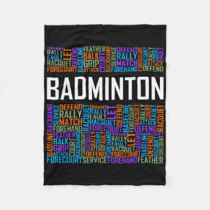 Badminton Words Lover Gift Badminton Player Gifts Fleece Blanket