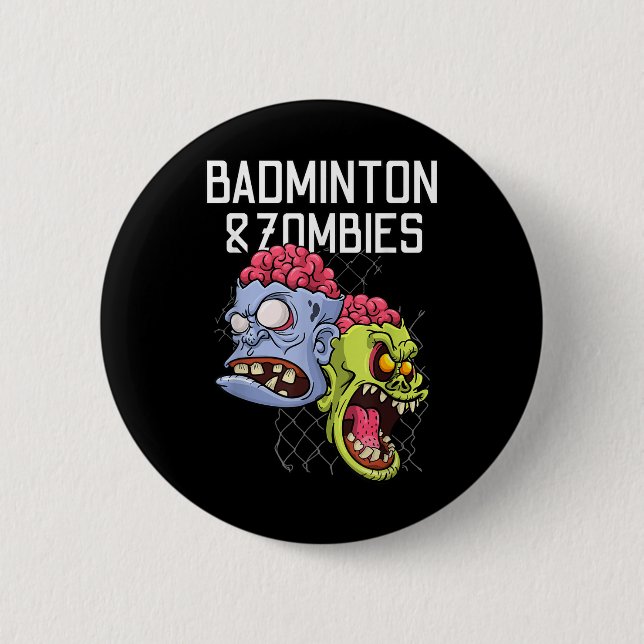Badminton Zombies Funny Sports Game Racket Shuttle 2 Inch Round Button (Front)