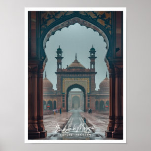 Badshahi Mosque in Lahore Art travel famous place Poster