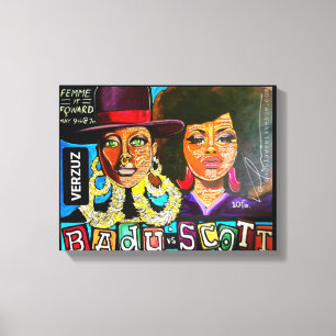 "Badu vs Scott" by Valencia Goodwin Canvas Print