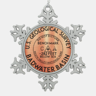 Badwater Basin Death Valley National Park Bench Snowflake Pewter Christmas Ornament