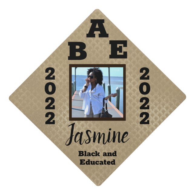 BAE: Black and Educated 2022 Graduation Photo  Graduation Cap Topper (Front)