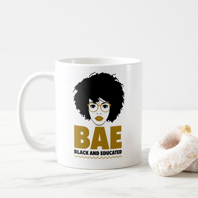 BAE: Black and Educated African Black Woman Coffee Mug (With Donut)