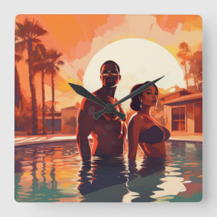 BAE-CATION #2 SQUARE WALL CLOCK