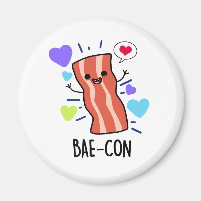 Bae-con Cute Bacon Pun Magnet (Front)