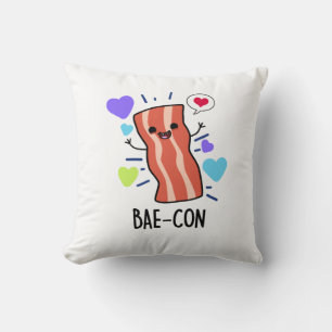 Bae-con Funny Bacon Pun Throw Pillow