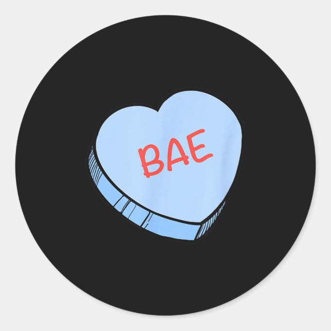 “bae” Conversation Hearts Valentine’s Day  Classic Round Sticker (Front)