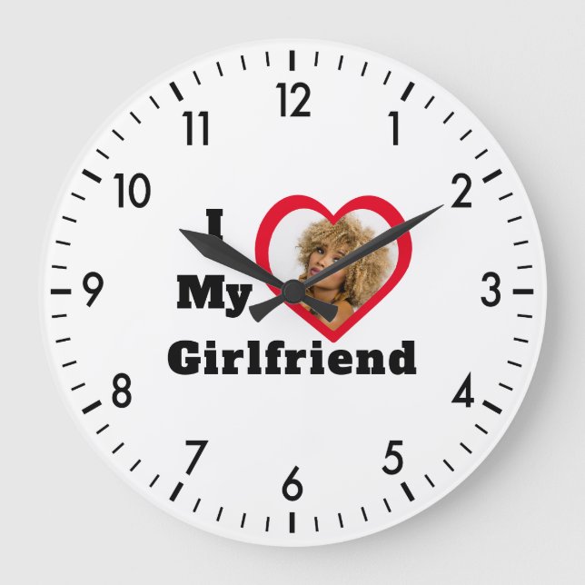 Bae Personalized Custom Photo I Love My Girlfriend Large Clock (Front)