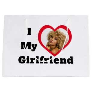 Bae Personalized Custom Photo I Love My Girlfriend Large Gift Bag
