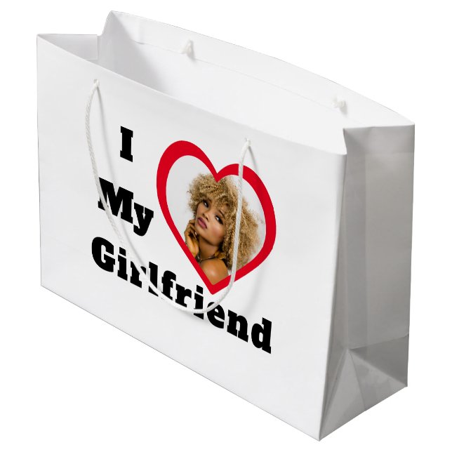 Bae Personalized Custom Photo I Love My Girlfriend Large Gift Bag (Back Angled)