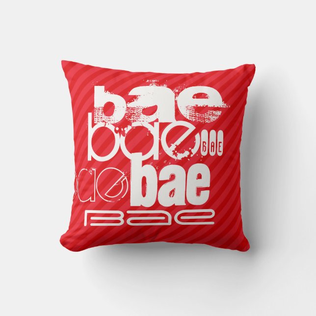 Bae; Scarlet Red Stripes Throw Pillow (Front)