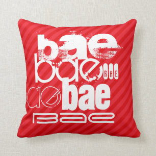 Bae; Scarlet Red Stripes Throw Pillow