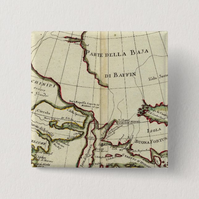 Baffin Bay North Atlantic Ocean 2 Inch Square Button (Front)