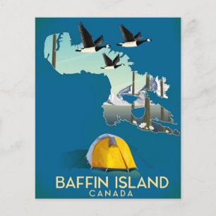 Baffin island map Canada travel poster