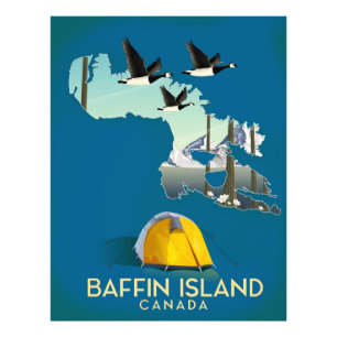 Baffin island map Canada travel poster