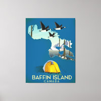 Baffin island map Canada travel poster