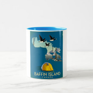 Baffin island map Canada travel poster Two-Tone Coffee Mug