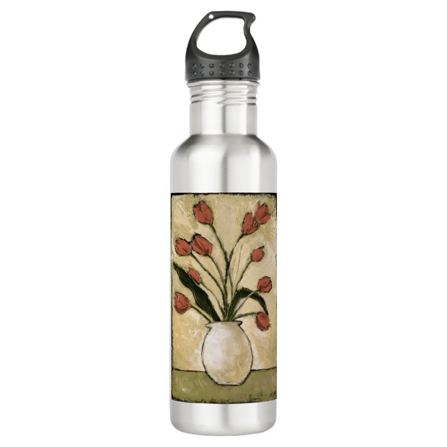 BAG10-V2 Tulips in Red.tif 710 Ml Water Bottle (Front)