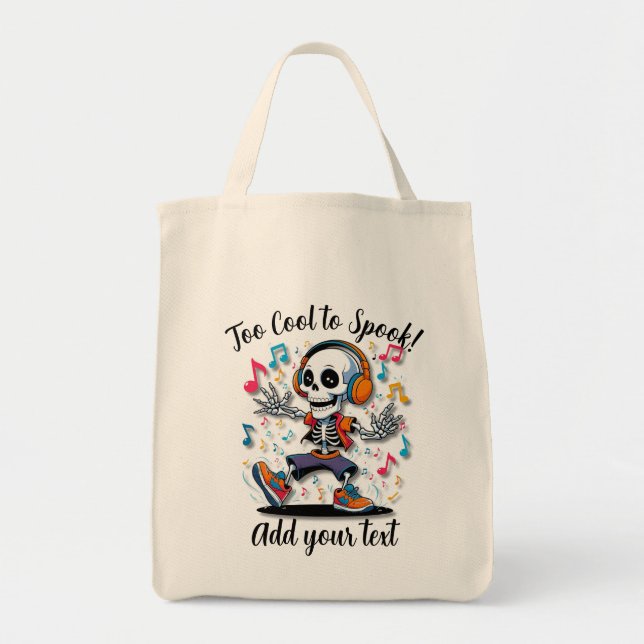 Bag Breakdance Skeleton – Large Halloween Tote (Devant)