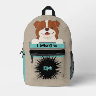 Bag Buddy Brown & White Dog Personalized Backpack