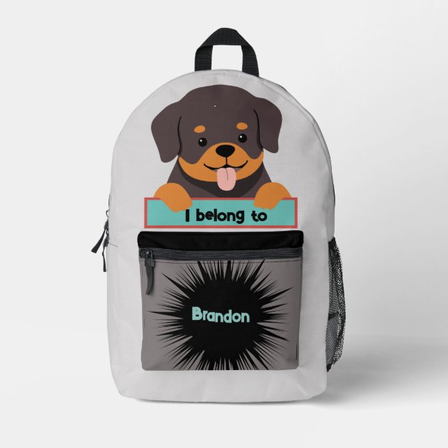 Bag Buddy Cute Brown Puppy Personalized Backpack (Front)