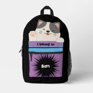 Bag Buddy Cute Grey & White Waving Kitty Backpack