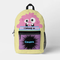 Bag Buddy Cute Pink Monster Personalized Backpack