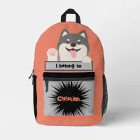 Bag Buddy Husky Puppy Dog Personalized Backpack