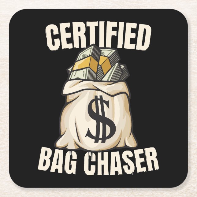 bag chaser  square paper coaster (Front)