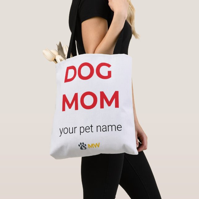 Bag Custom Minimalist Dog Mom Tote – Personalized Pet  (De près)