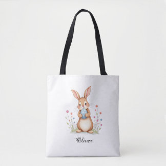 Bag Cute Watercolor Bunny Easter Egg Hunt Tote Bag.
