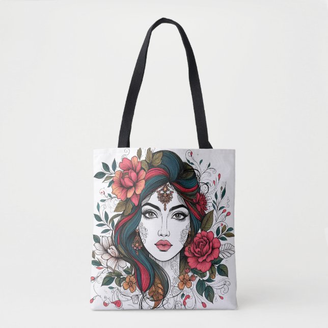Bag Floral  Face – Boho Beauty Tote (Devant)