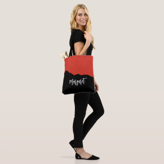 Bag Modern stylish black &orange monogram name Tote