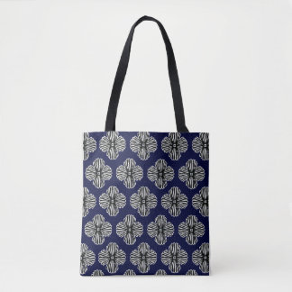 Bag Navy with black and white designed  tote back
